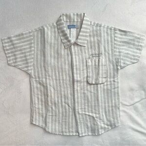 Vintage Jean Bourget Zephir Tiny Boys Short Slv Shirt 4T White Vertical Stripe